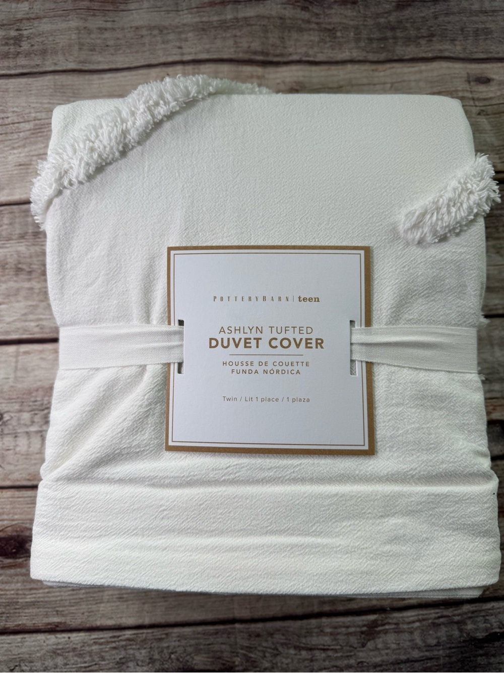 Pottery Barn Teen ASHLYN TUFTED Twin Duvet Cover Ivory NEW